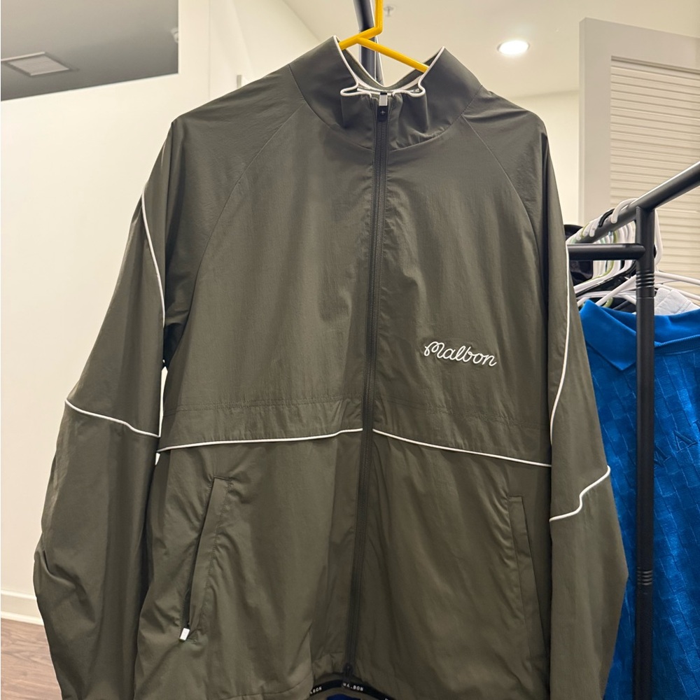 Malbon Men's Olive Windbreaker Jacket